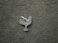TINY Rooster Cockerel Vintage Flat Back 835 Silver Bracelet Charm Pendant