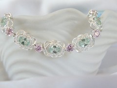 Sterling Silver 925 Mint Green Topaz Gemstone Tennis Bracelet 7.5″