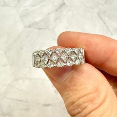 Vintage AVON Silver Tone Filigree Band Ring Clear CZ Crystals Size 9.75
