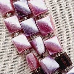 Vintage Japan 1950s Pink Lavender Pearl Finish 3 Strand Necklace 17”