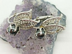 Vintage Sterling Silver 6mm Hematite Fairy Wing Clip On Earrings 5.1 Grams