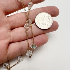 Vintage ACO 12K Gold Filled Faceted AB Crystal Chain Station Necklace 29”