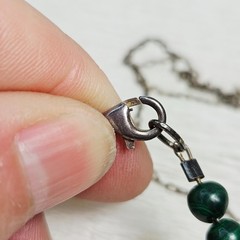925 Sterling Malachite Necklace Green Pendant Ornate Hoop Earrings