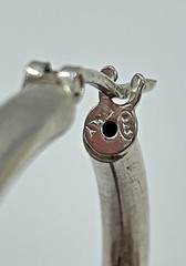 VTG Italy 925 Sterling Silver 4mm Hoop earrings 1.50″ lever back 6.7g