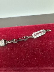 Vintage Art Deco Sterling Silver 925 Crystal Glass Bracelet Missing One Stone!!