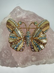 Swarovski Signed Crystal Enamel Butterfly Brooch Pin Retired Vintage