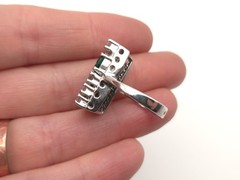 Vintage Sterling Silver UNCAS Art Deco Green Rhinestone Rectangle Cocktail Ring