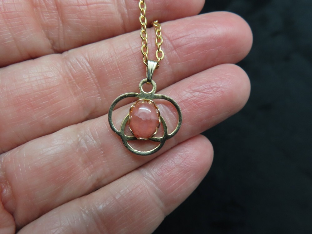 Vintage Old Stock Chain w/Vintage 1960’s Rose Quartz Open Work Slide