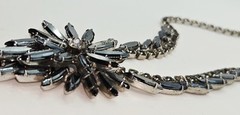 VTG Juliana D&E Black Hematite Navette Rhinestone Necklace Book Piece Statement