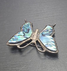 Signed Ataahua Sterling Silver Abalone Paua Shell Brooch