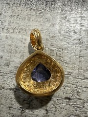 Vintage NOLAN MILLER Gold-Tone Tanzanite Color Pendant #3318