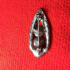 Spear Point Pewter Colored Crystal Stones Pin Back Accessory Brooch