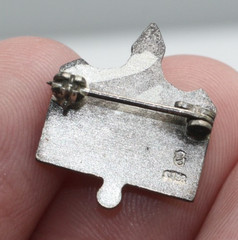 Vintage 925 sterling silver small pin Library open book letters lapel brooch