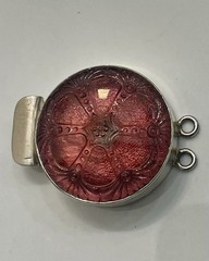 Vtg STERLING 925 2-strand Czech Button BOX CLASP ~ ROSE PINK BLUSH