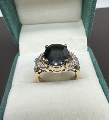 Vintage Ross Simons Dark Blue Sapphire Gold Over Sterling Silver Size 7.75 Ring