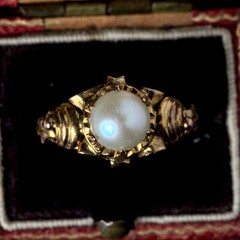 GENUINE ANTIQUE EUROPEAN ART NOUVEAU 14K GOLD CULTURED PEARL SOLITAIRE RING 1910