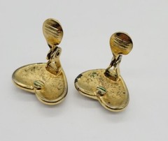 Monet Pave Crystal Heart Earring Gold tone Clip On .75 in vintage