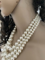 VTG Tammey Jewels Graduated Acrylic Faux Pearl 3strand Necklace Pearlescent NWOT