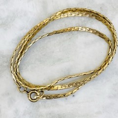 12k Gold Filled Chain Necklace Snake C Link Flat choker 2mm Wide 3.9gr VTG 14.5”
