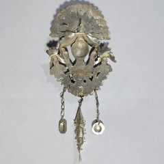 Vintage Peruvian Pendant Silver Tone Figural Peacock Bird READ