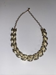 Vintage Mode Art Deco Gold Tone Necklace 50s-70s Unique Leaf