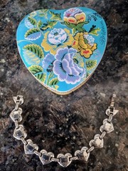Brighton Cafe au Lait Bracelet Etched Scroll Heart Links Retired Vintage 7.25″