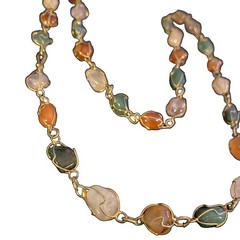 Vintage Caged Gemstone Gold Tone Multicolor Necklace