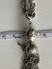 Vintage Kramer Necklace Silver Tone 20in Plus 3.5in Tassel Oval Link Chain 40.2g