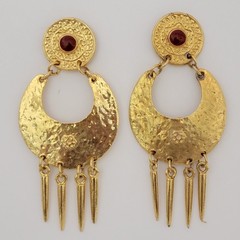 Vintage 1990s Gold Tone Boho Tribal Style Dangle Earrings Chandelier Statement