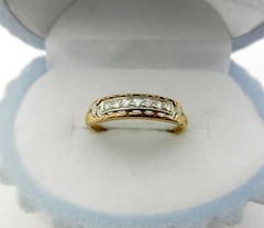 Antique Art Deco 14k Yellow Gold & Platinum Diamonds Wedding Band Ring Size 8