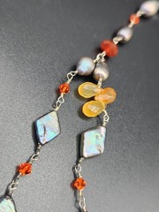 Freshwater Pearl and Teardrop Gemstone Bead Necklace