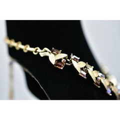 Francois Vintage Crystal Leaf Necklace Collar Baguette Rhinestone Signed Bin4