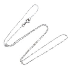 Vintage SU Sterling Silver 925 0.6mm Cable Chain Necklace 16”
