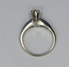 VTG 18K White Gold 0.30ct Natural Diamond Solitaire Ring Size 4