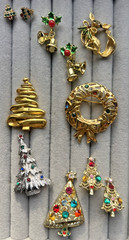 Vintage Designer Christmas Holiday Jewelry Lot Brooch & Earrings MYLU CAROL LEE