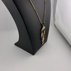 Vtg Necklace GoldT MCM Green Lucite Beads Asian Style Feminine 20” Boho Chic