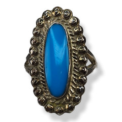 Vintage Southwestern Sterling Silver 925 Turquoise Ring Size 6