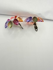 Vintage Large Multicolor Clip On Earrings 1960’s Estate Find