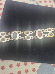 Vintage Gold Tone Scarab Double Links Bracelet