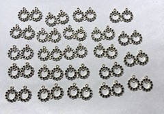 23x Vtg. Enamel Charm -Small Double Round Hoop charm shape-Black enamel-5 rings