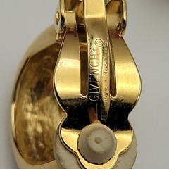 GIVENCHY Paris NY Gold Tone Half Hoop Stud Clip On Earrings 21 mm