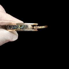 Vintage Alpaca Mexico Abalone Bangle Bracelet Silver Tone 7.75 in