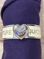 Juicy Couture Cuff Bracelet Hinged Enamel Metal Puff Heart Closure Vintage
