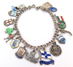 .Vintage Sterling & .800 Silver Charms From Around The World Bracelet 27.2g