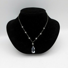 Vintage Crystal Necklace Snap Closure 15″ Silver Plated Estate