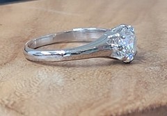 1.03ct. Platinum Vintage engagement ring natural euro cut diamond SI2-H