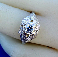 Original EARTH MINED DIAMOND Deco Engagement Ring Vintage PLATINUM Solitaire S 6
