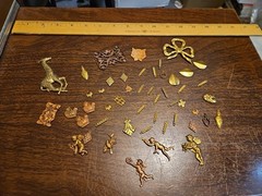 Lot Of 50 Mixed Parts Pcs France Vintage 60s Brass Stampings Findings Jewelry
