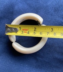 Vintage 1960’s Lucite Cream Hinged Bangle with Decorated Clip Earrings