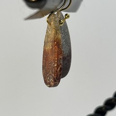 Crazy Lace Agate Teardrop Earrings Gold French Wire lightweight Gemstone Boho